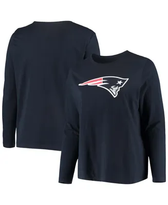 Women's Plus Navy New England Patriots Primary Logo Long Sleeve T-shirt