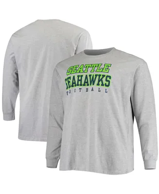 Men's Big and Tall Heathered Gray Seattle Seahawks Practice Long Sleeve T-shirt