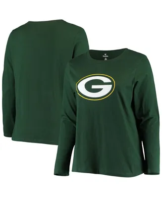 Women's Fanatics Branded Green Green Bay Packers Plus Size Primary Logo  Long Sleeve T-Shirt