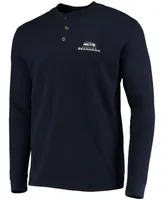 Men's College Navy Seattle Seahawks Maverick Thermal Henley Long Sleeve T-shirt