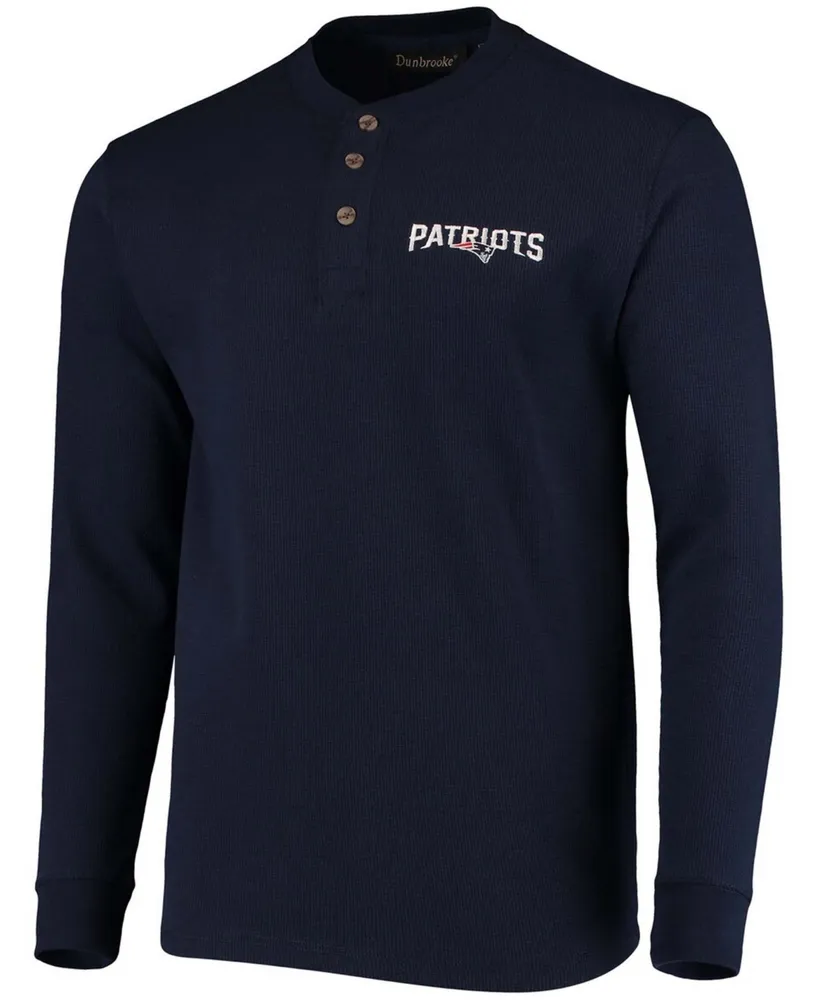 Men's Navy New England Patriots Maverick Thermal Henley Long Sleeve T-shirt