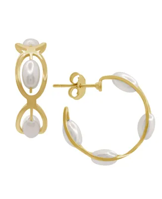 And Now This Gold Plated Fancy C Hoop Post Earrings - Gold