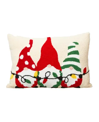 Glitzhome Hooked Christmas Gnomes Pillow