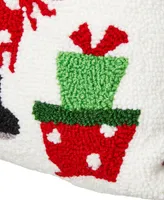 Glitzhome 2 Piece Hooked Christmas Dog Cat Pillow Set