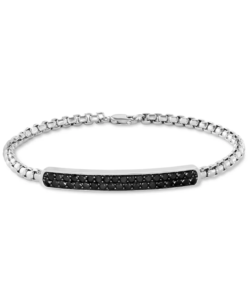 Effy Men's Black Spinel Cluster Box Link Bracelet in Sterling Silver