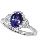 Tanzanite (1-3/8 ct. t.w.) & Diamond (3/8 ct. t.w.) Oval Halo Ring in 14k White Gold