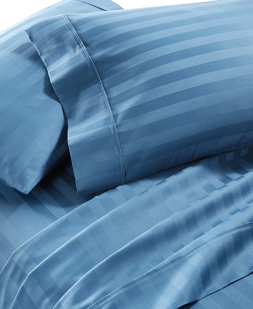 Aq Textiles Bergen House Stripe 1000 Thread Count 100% Certified Egyptian Cotton 4-Pc. Sheet Set