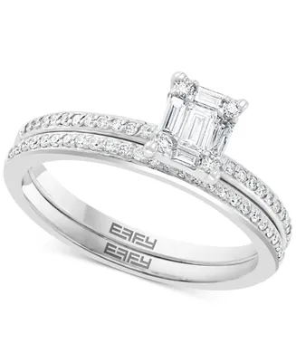 Effy Diamond Emerald-Shaped Cluster Bridal Set (3/8 ct. t.w.) in 14k White Gold