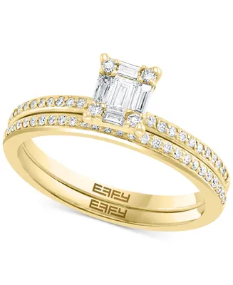 Effy Diamond Baguette Cluster Bridal Set (3/8 ct. t.w.) 14k White or Yellow Gold