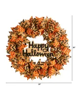 30" Halloween Burlap Ribbon Wreath