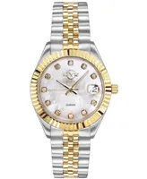 GV2 Women's Naples Two-Tone Stainless Steel and Ion Plating Swiss Quartz Bracelet Watch 34 mm