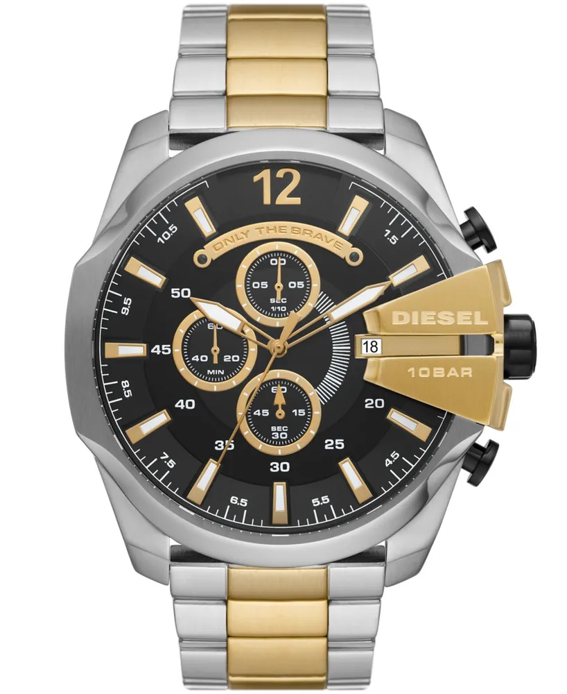 Diesel Men's Mega Chief Chronograph Two-Tone Stainless Steel Bracelet Watch, 51mm - Gold-Tone and Silver