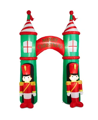 Glitzhome Lighted Inflatable Arch Gate with Soldiers Decor