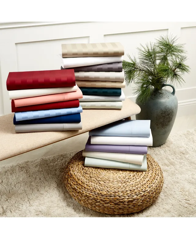 Charter Club 1.5 Stripe 550 Thread Count 100% Cotton 3-Pc. Sheet Set,  Twin, Created for Macy's - Macy's