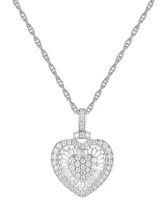 Diamond Round & Baguette Heart 18" Pendant Necklace (1 ct. t.w.) in 14k White Gold