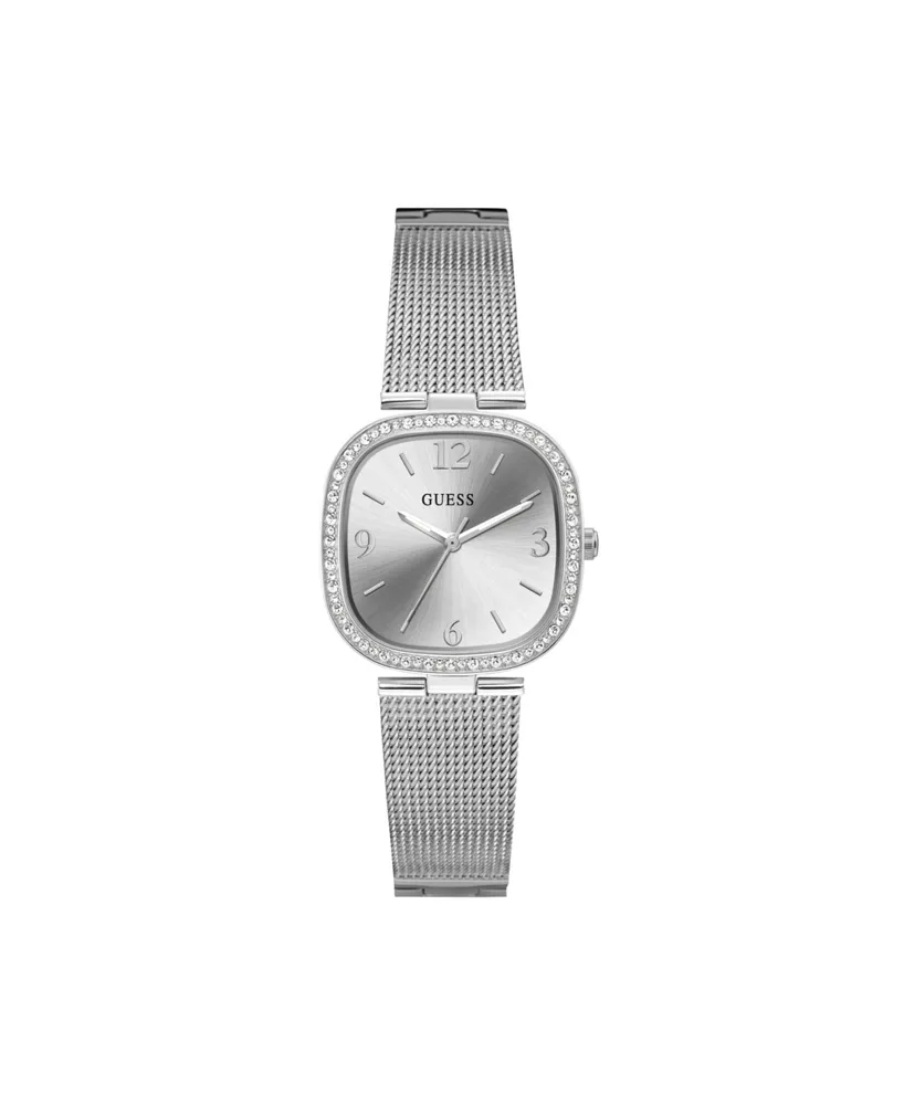 Guess Women's Silver-Tone Stainless Steel Mesh Bracelet Watch 32mm