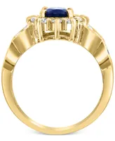 Effy Sapphire (2-1/4 ct. t.w.) & Diamond (1-1/10 ct. t.w.) Halo Statement Ring in 14k Gold