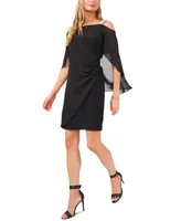 Msk Beaded-Strap Capelet-Back Dress