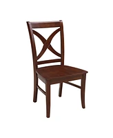 42" Dual Drop Leaf Table with 2 Cross Back Dining Chairs - 3 Piece Dining Set