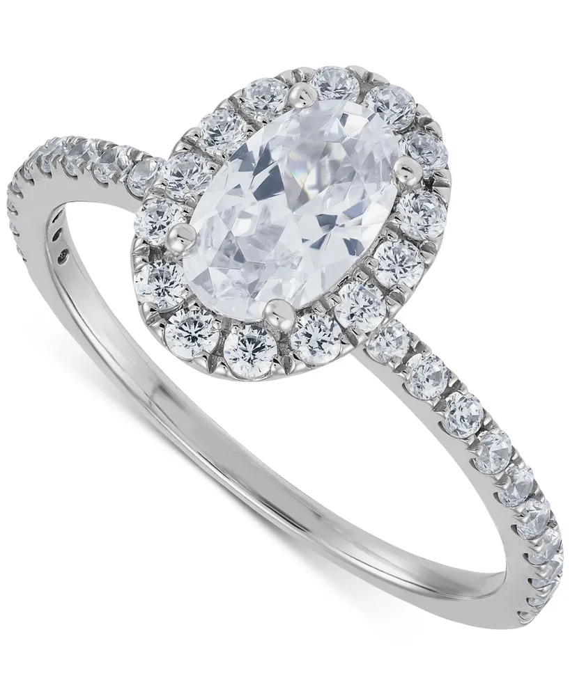 Grown With Love Igi Certified Lab Diamond Oval-Cut Halo Engagement Ring (1-1/2 ct. t.w.) 14k White Gold