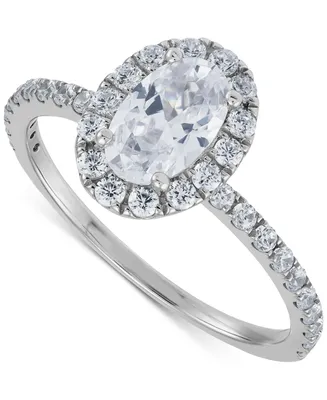 Grown With Love Igi Certified Lab Diamond Oval-Cut Halo Engagement Ring (1-1/2 ct. t.w.) 14k White Gold