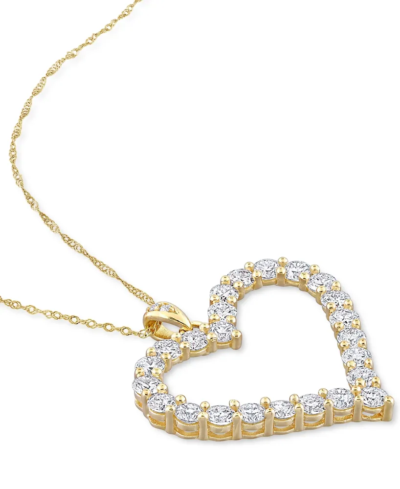 Lab-Grown Moissanite Heart 18" Pendant Necklace (2-2/5 ct. t.w.) in 18k Gold-Plated Sterling Silver