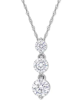 Lab-Grown Moissanite Triple Drop 18" Pendant Necklace (1-3/8 ct. t.w.) in Sterling Silver