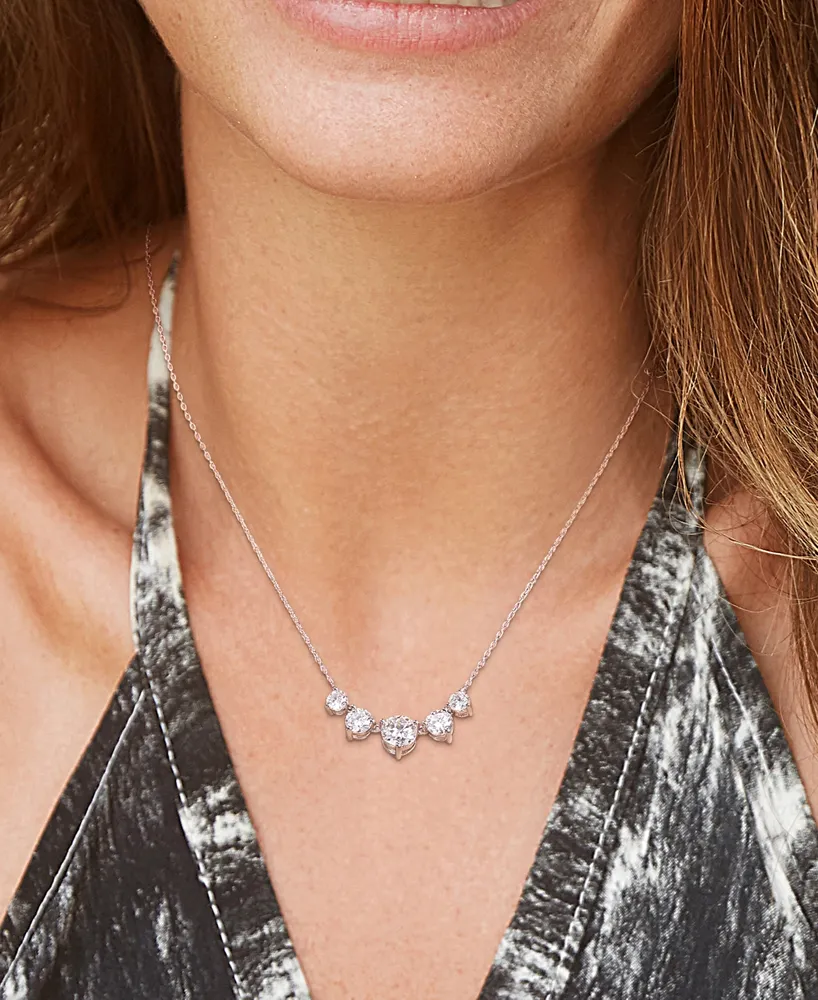 Lab-Grown Moissanite Graduated Five Stone 18" Statement Necklace (2-1/2 ct. t.w.) in Sterling Silver