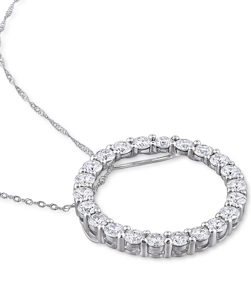 Lab-Grown Moissanite Circle 17" Pendant Necklace (2-1/5 ct. t.w.) in 14k White Gold