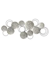 Galvanized Embossed Discs Wall Art Decor, 4.5' x 2' - Silver