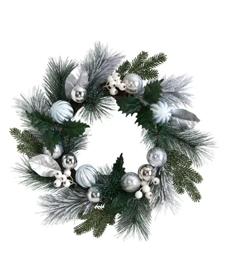 Pinecones and Berries Christmas Artificial Wreath Ornaments, 24"