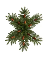 Pre-Lit Snowflake Artificial Dunhill Fir Wreath with Pinecones and 40 Led Lights, 30"