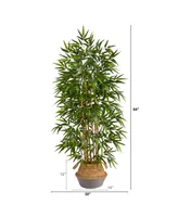 64" Artificial Tree with Natural Trunks in Boho Chic Planter