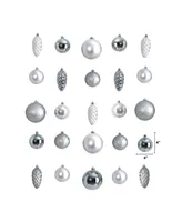 Holiday Christmas 23 Piece Lux Shatterproof Ornament Set - Silver