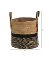 13" Boho Chic Natural Basket Planter with Handles