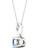 Forever Grown Diamonds Lab-Created Blue Diamond Solitaire 18" Pendant Necklace (1/5 ct. t.w.) in Sterling Silver