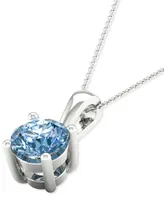 Forever Grown Diamonds Lab-Created Blue Diamond Solitaire 18" Pendant Necklace (1/3 ct. t.w.) in Sterling Silver