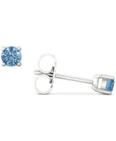 Forever Grown Diamonds Lab-Created Blue Diamond Stud Earrings (1/4 ct. t.w.) in Sterling Silver