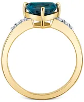 Blue Topaz (2 ct. t.w.) & Diamond (1/20 ct. t.w.) Trillion Ring in 10k Gold