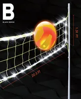 Black Series Night Glow Volleyball Set, Led Light-Up Ball and Stand Up Net