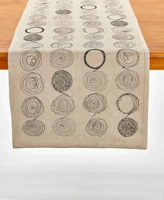 Circles Embroider Table Runner, 72" x 14"