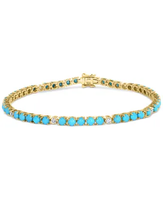 Effy Turquoise & Diamond (1/3 ct. t.w.) Tennis Bracelet in 14k Gold