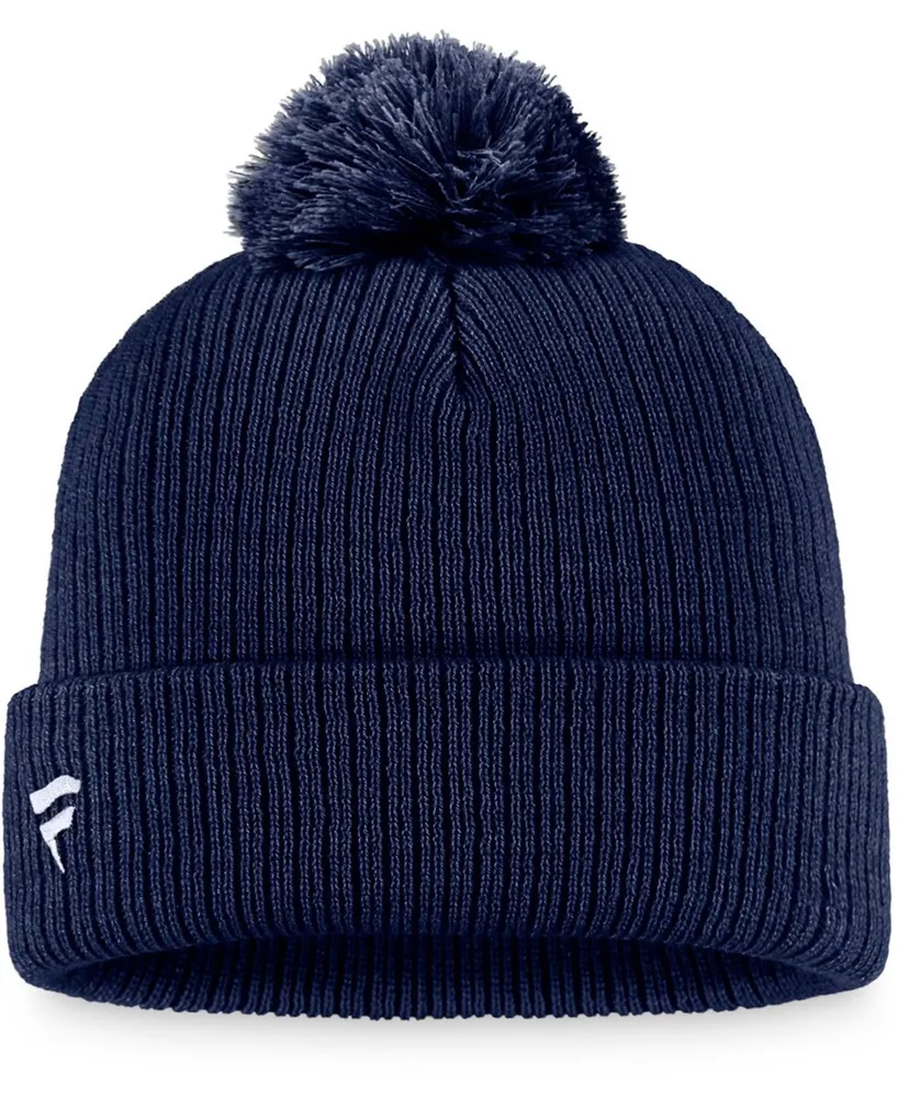 Men's Navy Columbus Blue Jackets Core Primary Logo Cuffed Knit Hat with Pom