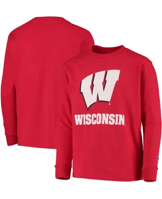 Big Boys Red Wisconsin Badgers Lockup Long Sleeve T-shirt