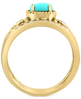 Effy Turquoise & Diamond (1/6 ct. t.w.) Multirow Ring in 14k Gold