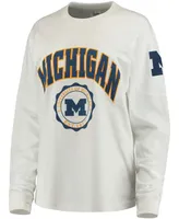 Women's White Michigan Wolverines Edith Long Sleeve T-shirt