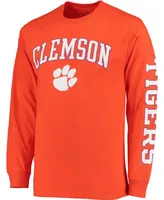 Men's Orange Clemson Tigers Distressed Arch Over Logo Long Sleeve Hit T-shirt