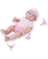 Jc Toys La Newborn Nursery 12" Caucasian Baby Doll Set, 7 Pieces