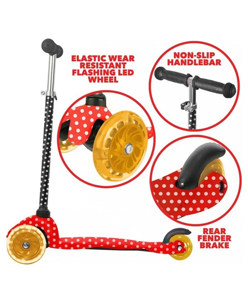 Rugged Racers Polka Dot Design Mini Deluxe 3 Wheel Scooter with Led Lights