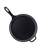 Victoria 12" Comal with Long Handle and Helper Handle, Seasoned
